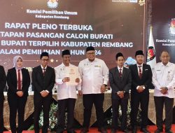 KPU Rembang Umumkan Harno-Hanies Sebagai Bupati dan Wakil Bupati Terpilih