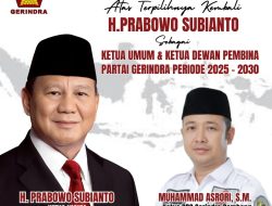 Kepemimpinan Berkelanjutan,DPC Gerindra Rembang Ucapkan Selamat Kepada Prabowo Subianto Atas Terpilihnya Kembali Sebagai Ketum